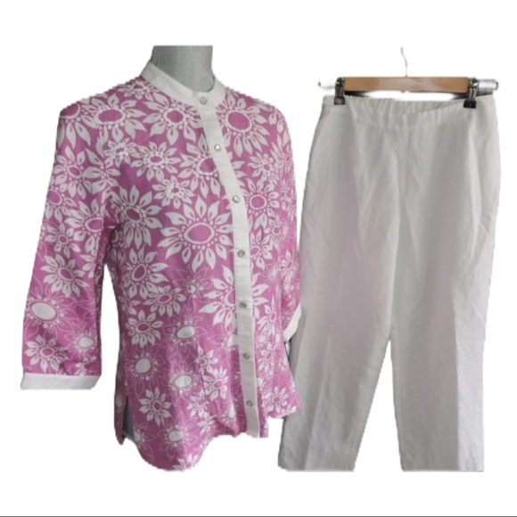 Bob Mackie Tops - Bob Mackie Linen Pants and Shirt Set